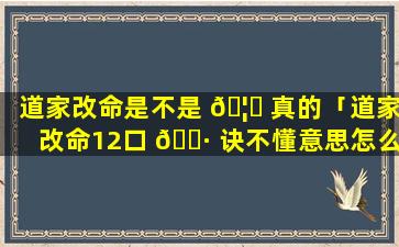 道家改命是不是 🦆 真的「道家改命12口 🌷 诀不懂意思怎么办」